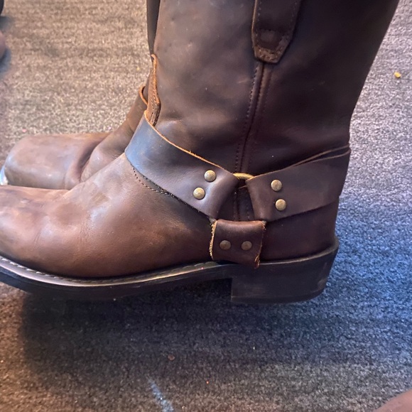 Other - Men's Brown Leather Harness Boots with Studded Strap